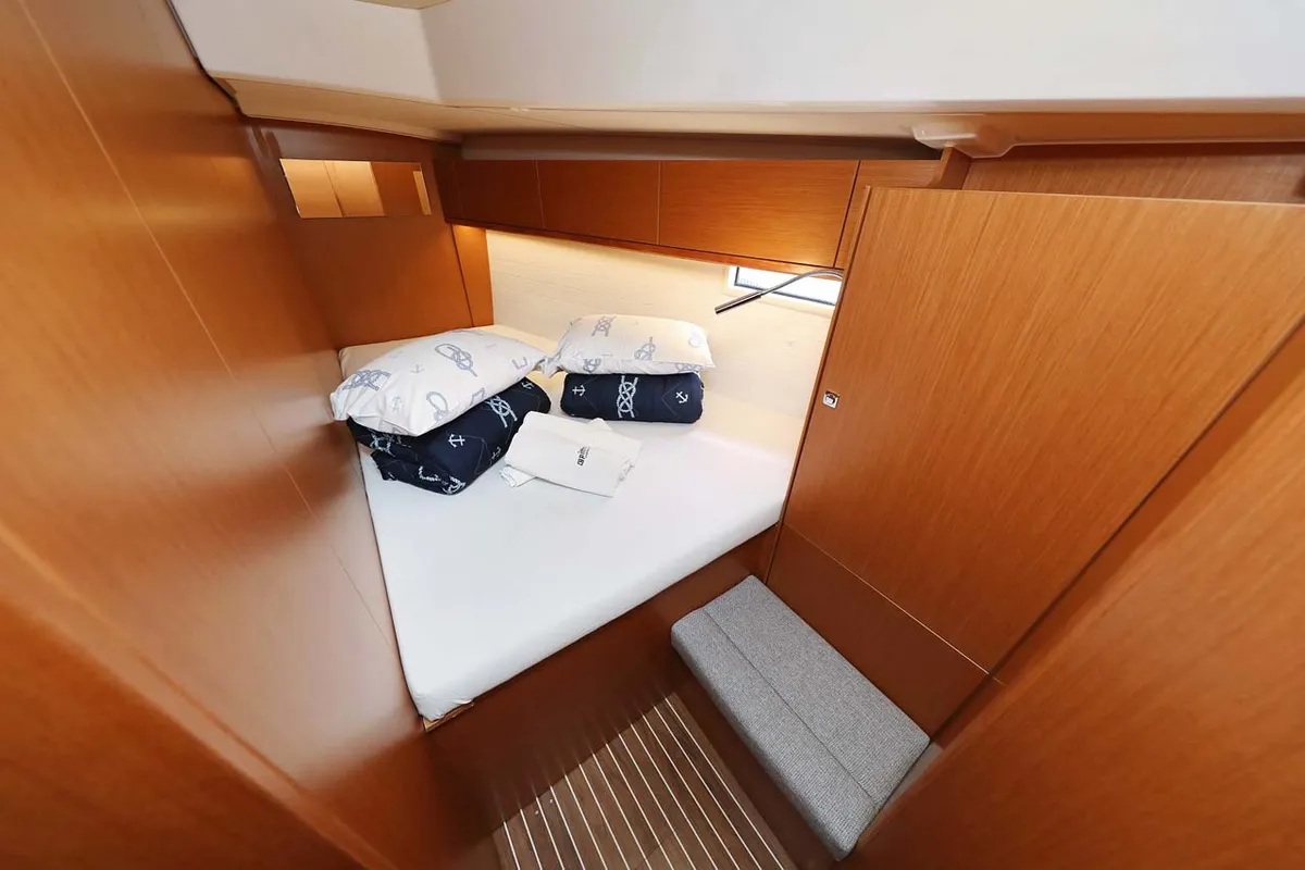 Cabin on Cala Mawa, a Bavaria Cruiser 46 Style sailboat at Grad Trogir, Croatia