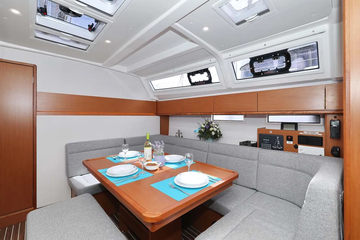 Salon of Cala Mawa, a Bavaria Cruiser 46 Style sailboat at Grad Trogir, Croatia