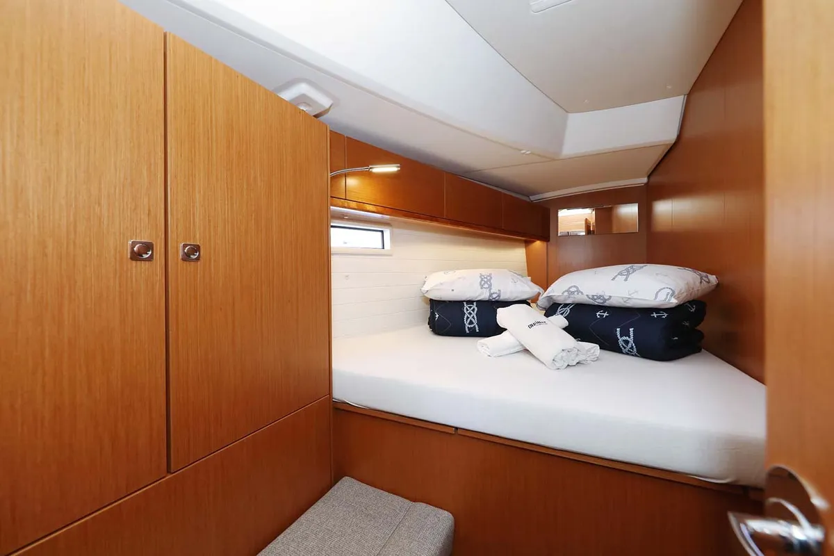 Cabin on Cala Mawa, a Bavaria Cruiser 46 Style sailboat at Grad Trogir, Croatia