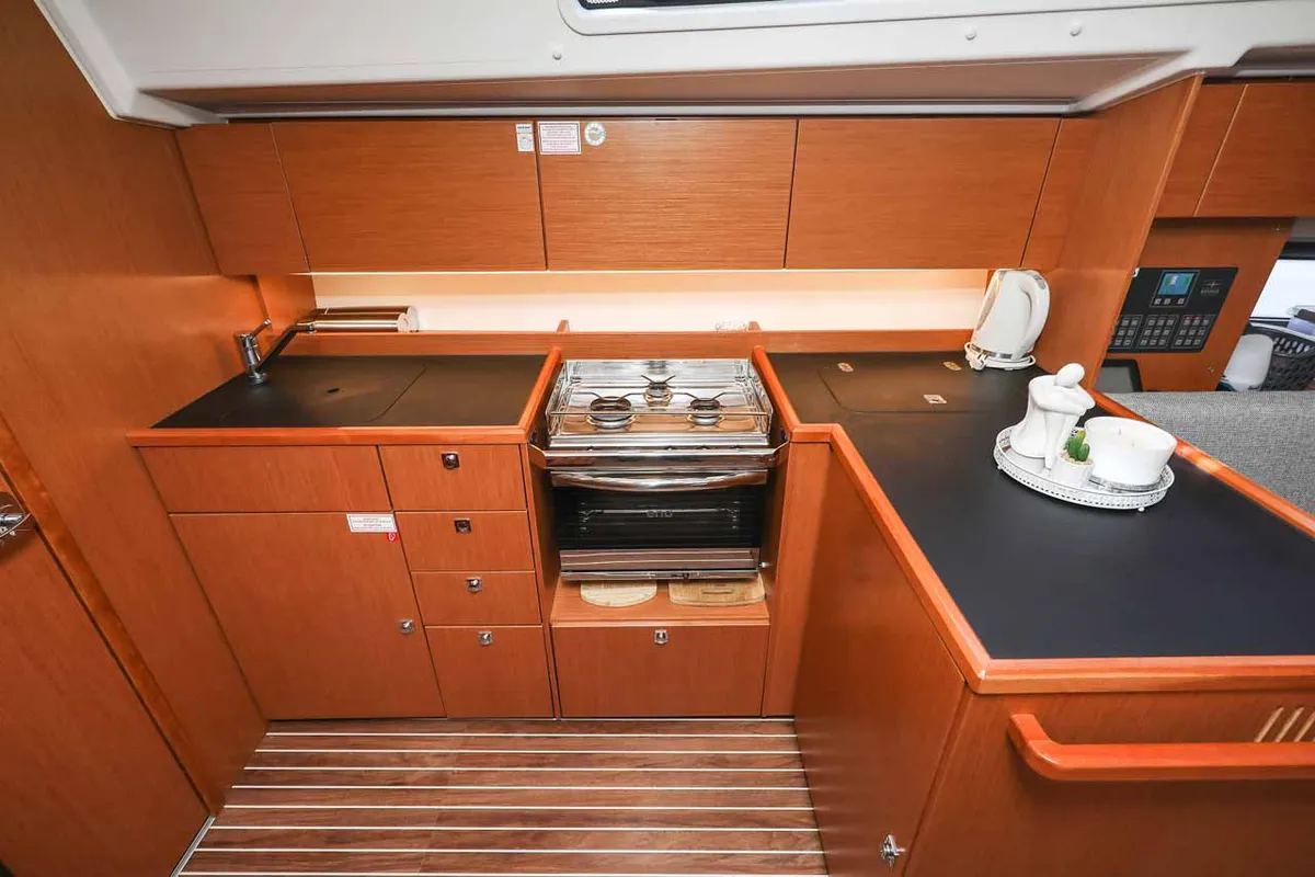 Galley of Good Times, a Bavaria C42 sailboat at Grad Trogir, Croatia