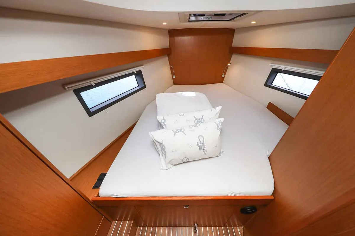 Cabin on Good Times, a Bavaria C42 sailboat at Grad Trogir, Croatia