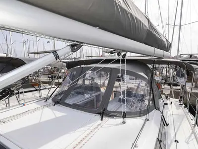 Deck of Good Times, a Bavaria C42 sailboat at Grad Trogir, Croatia