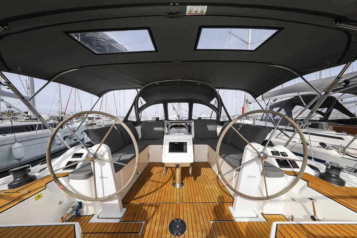 Cockpit of Good Times, a Bavaria C42 sailboat at Grad Trogir, Croatia