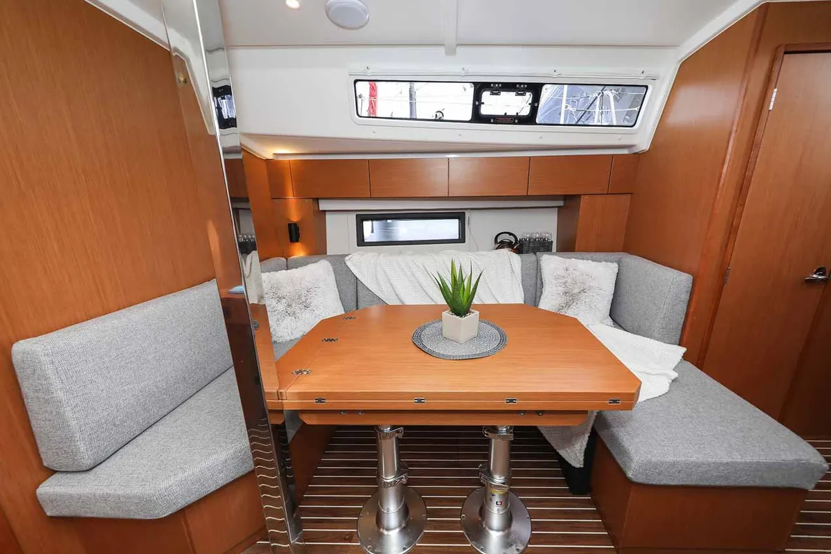 Salon of Good Times, a Bavaria C42 sailboat at Grad Trogir, Croatia