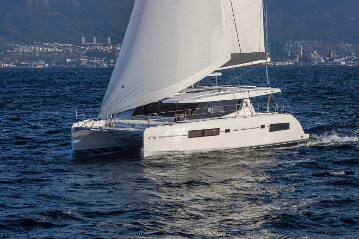 Exterior view of Leopard 45, a catamaran at Road Town, British Virgin Islands