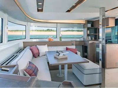 Salon of C’est La Vie, a Lagoon 46 catamaran at Road Town, British Virgin Islands