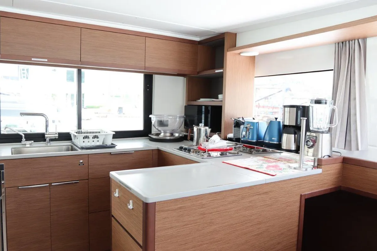 Galley of C’est La Vie, a Lagoon 46 catamaran at Road Town, British Virgin Islands