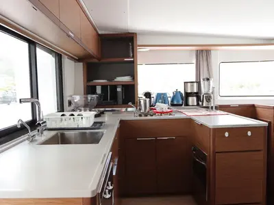 Galley of C’est La Vie, a Lagoon 46 catamaran at Road Town, British Virgin Islands
