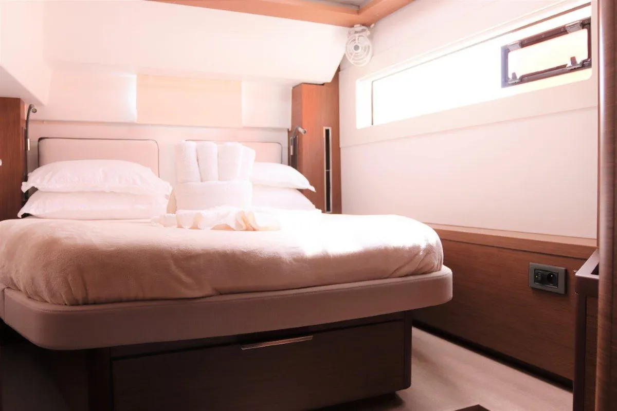 Cabin on C’est La Vie, a Lagoon 46 catamaran at Road Town, British Virgin Islands