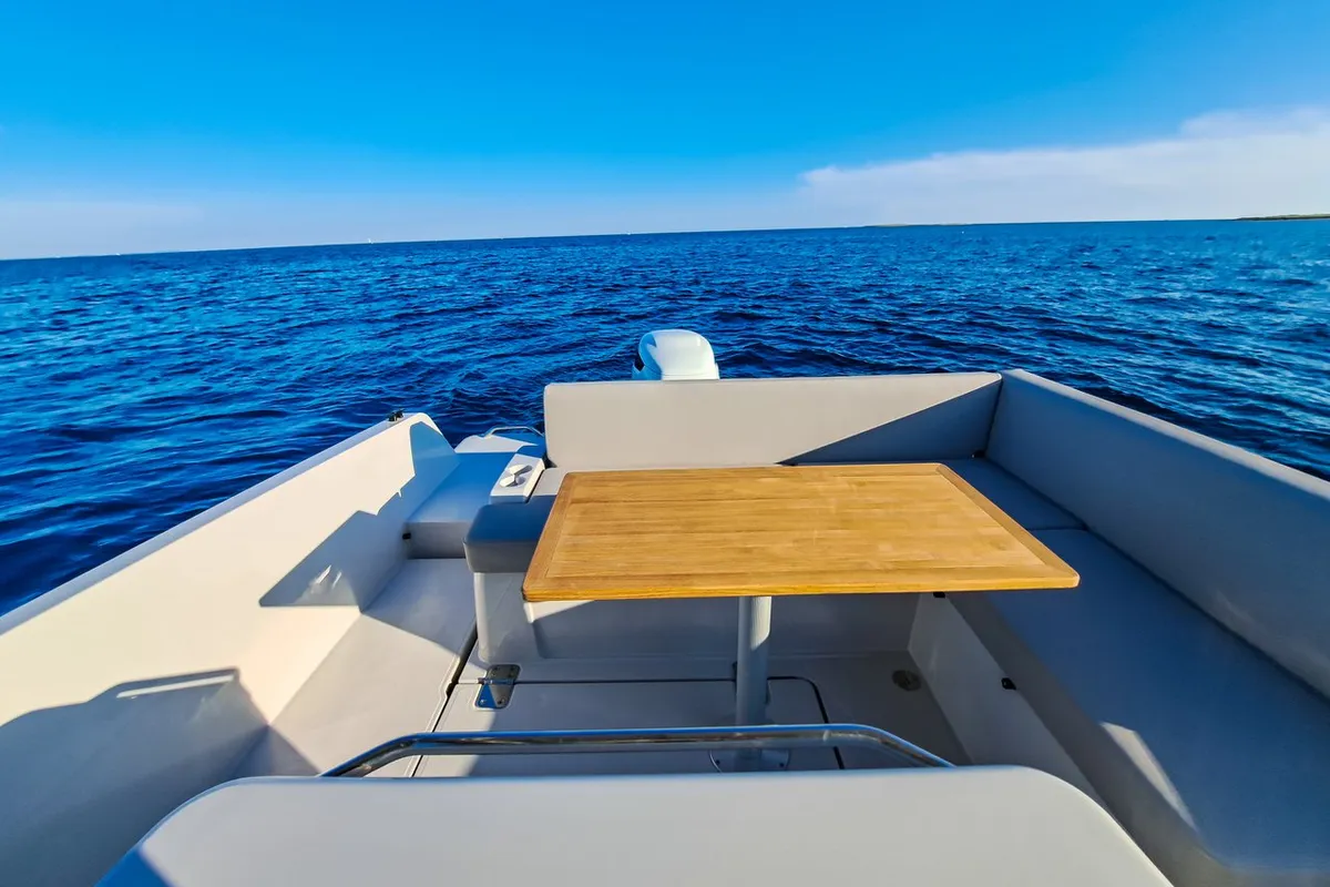 Deck of Ryck 280, a Ryck 280 motorboat at Grad Pula, Croatia