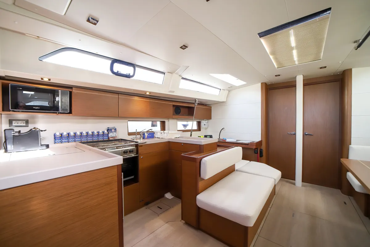 Galley of Briseide - Comfort line, a Beneteau Oceanis 51.1 sailboat at Olbia, Italy
