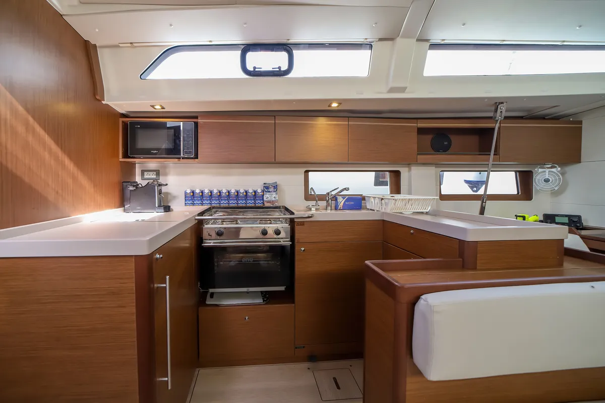 Galley of Briseide - Comfort line, a Beneteau Oceanis 51.1 sailboat at Olbia, Italy