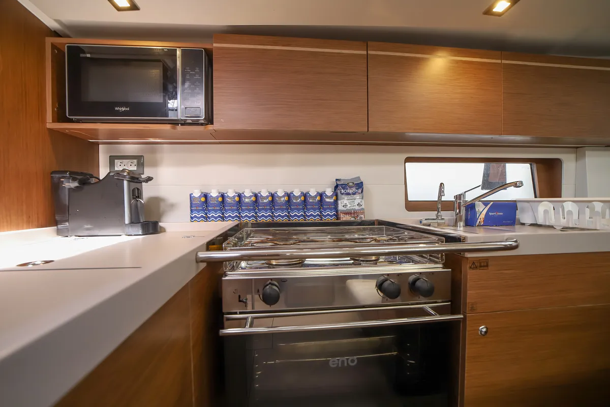Galley of Briseide - Comfort line, a Beneteau Oceanis 51.1 sailboat at Olbia, Italy