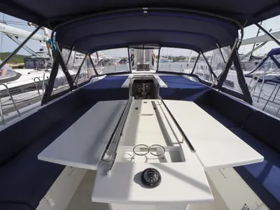 Cockpit of Briseide - Comfort line, a Beneteau Oceanis 51.1 sailboat at Olbia, Italy