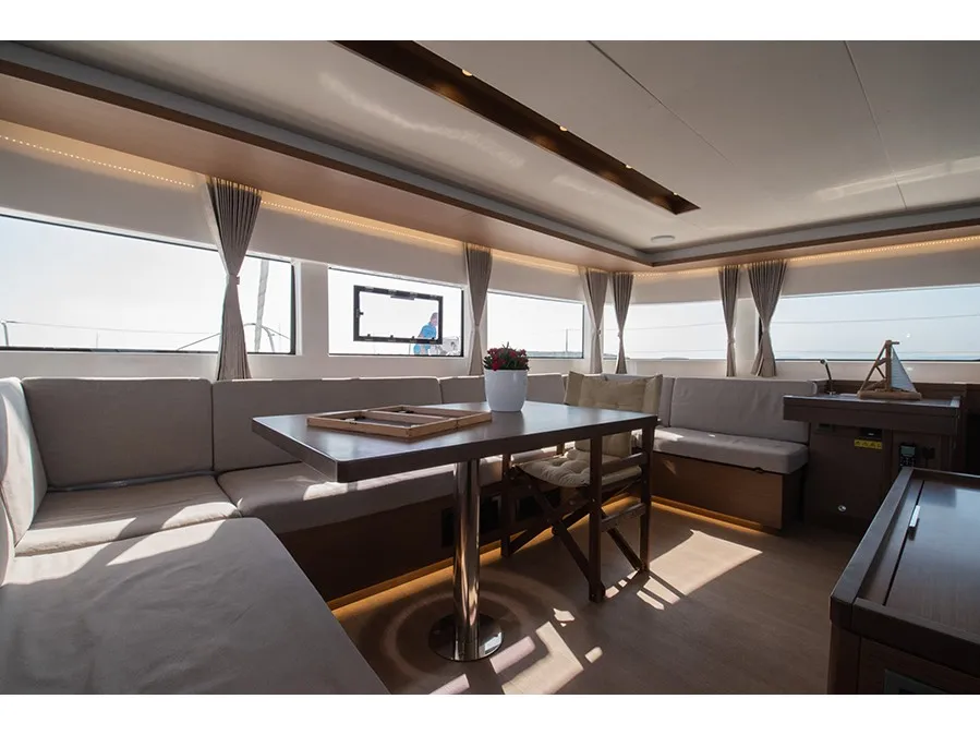 Salon of For Sail Again, a Lagoon 50 catamaran at Kos, Greece