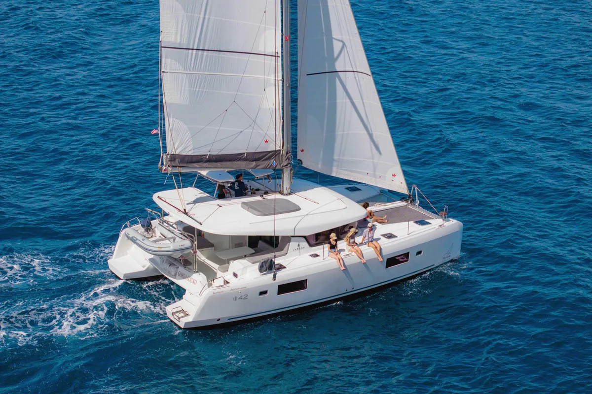 Exterior view of Island Riff, a Lagoon 42 catamaran at Road Town, British Virgin Islands