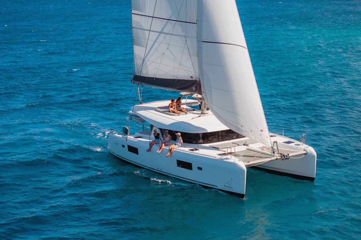 Exterior view of Island Riff, a Lagoon 42 catamaran at Road Town, British Virgin Islands