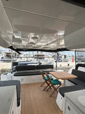 Deck of Aelia, a Lagoon 46 catamaran at Athens, Greece