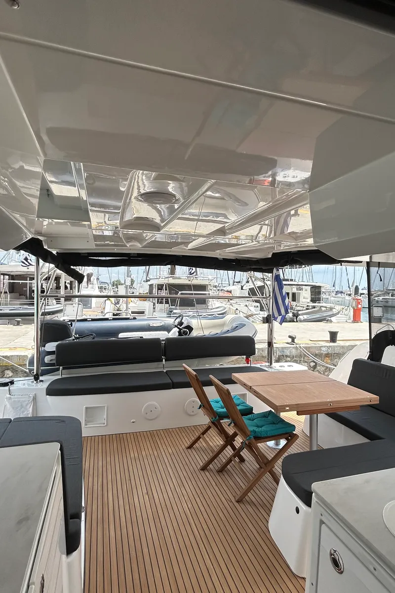 Deck of Aelia, a Lagoon 46 catamaran at Athens, Greece