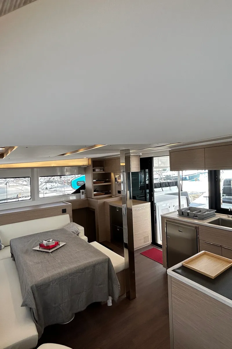 Salon of Aelia, a Lagoon 46 catamaran at Athens, Greece