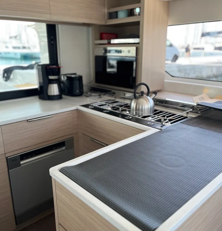 Galley of Aelia, a Lagoon 46 catamaran at Athens, Greece