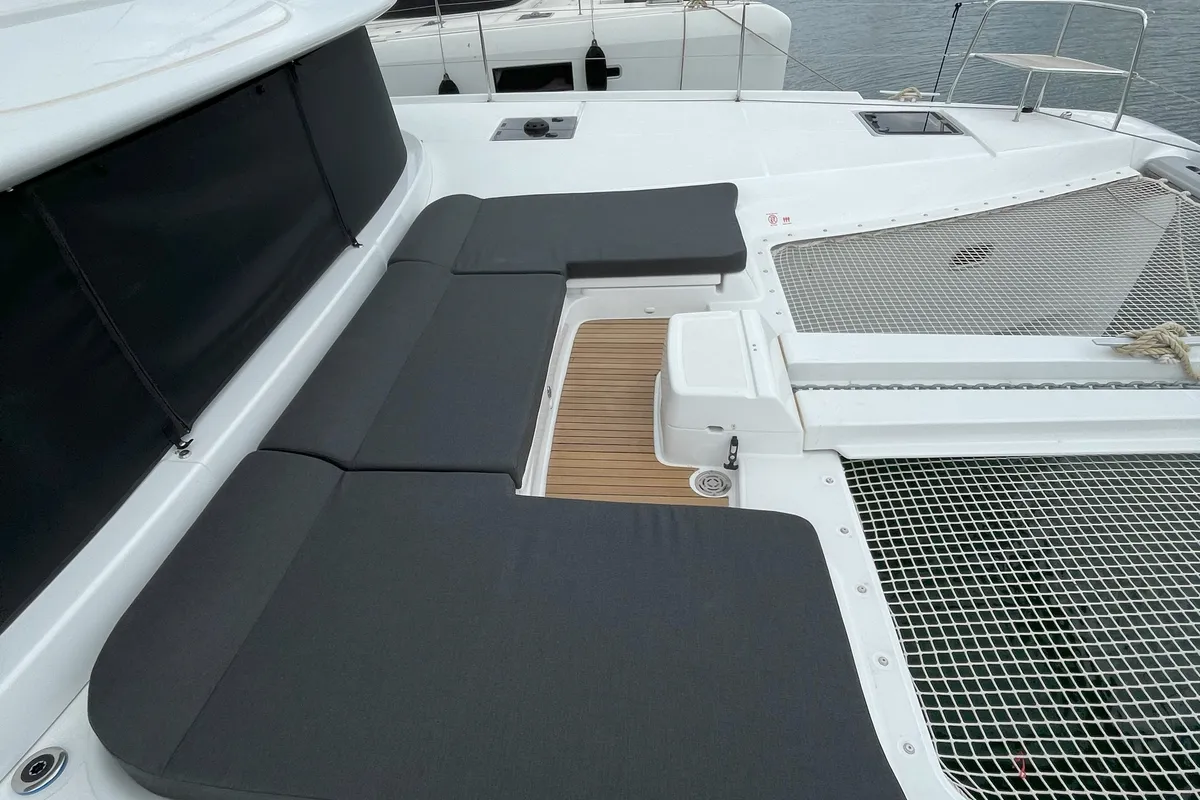 Deck of Aelia, a Lagoon 46 catamaran at Athens, Greece
