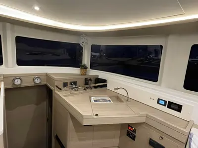 Cockpit of Aelia, a Lagoon 46 catamaran at Athens, Greece