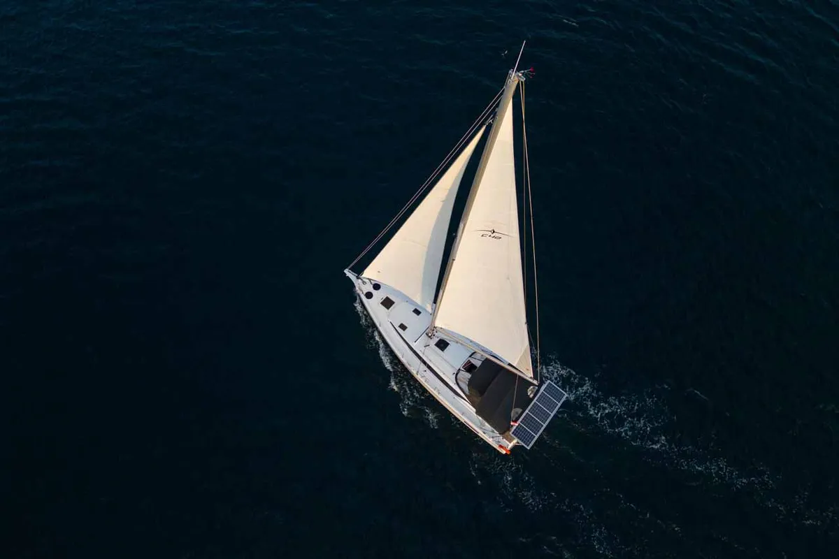 Exterior view of Vento Estivo, a Bavaria C42 sailboat at Grad Šibenik, Croatia