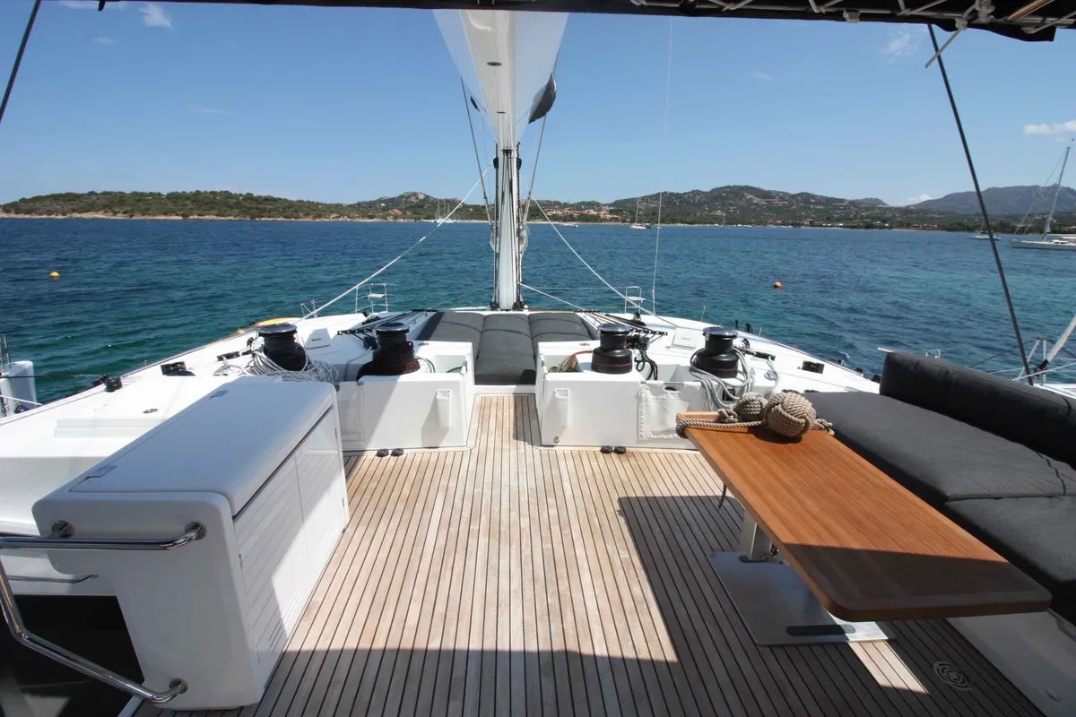 Deck of The Sun (TOR), a Lagoon 620 catamaran at Road Town, British Virgin Islands