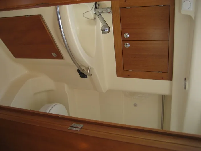 Head on NAIADA , a Elan Impression 384 sailboat at Piraeus, Greece