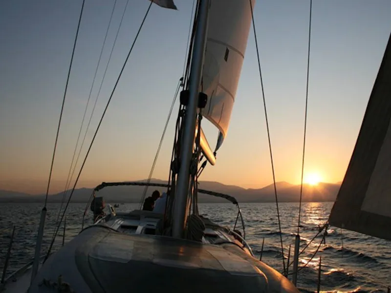 Deck of NAIADA , a Elan Impression 384 sailboat at Piraeus, Greece