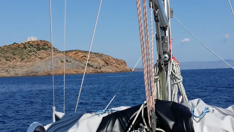 Deck of NAIADA , a Elan Impression 384 sailboat at Piraeus, Greece