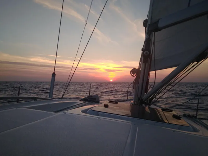 Deck of NAIADA , a Elan Impression 384 sailboat at Piraeus, Greece