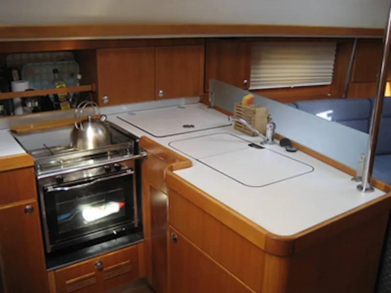 Galley of NAIADA , a Elan Impression 384 sailboat at Piraeus, Greece