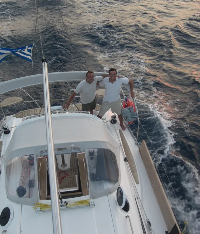Deck of NAIADA , a Elan Impression 384 sailboat at Piraeus, Greece