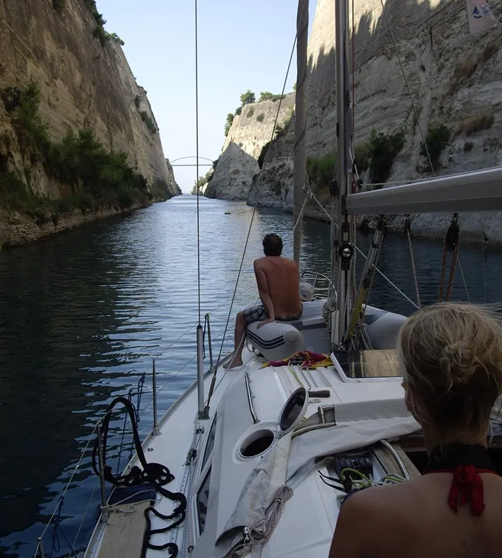 Deck of NAIADA , a Elan Impression 384 sailboat at Piraeus, Greece