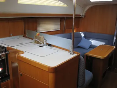 Galley of NAIADA , a Elan Impression 384 sailboat at Piraeus, Greece