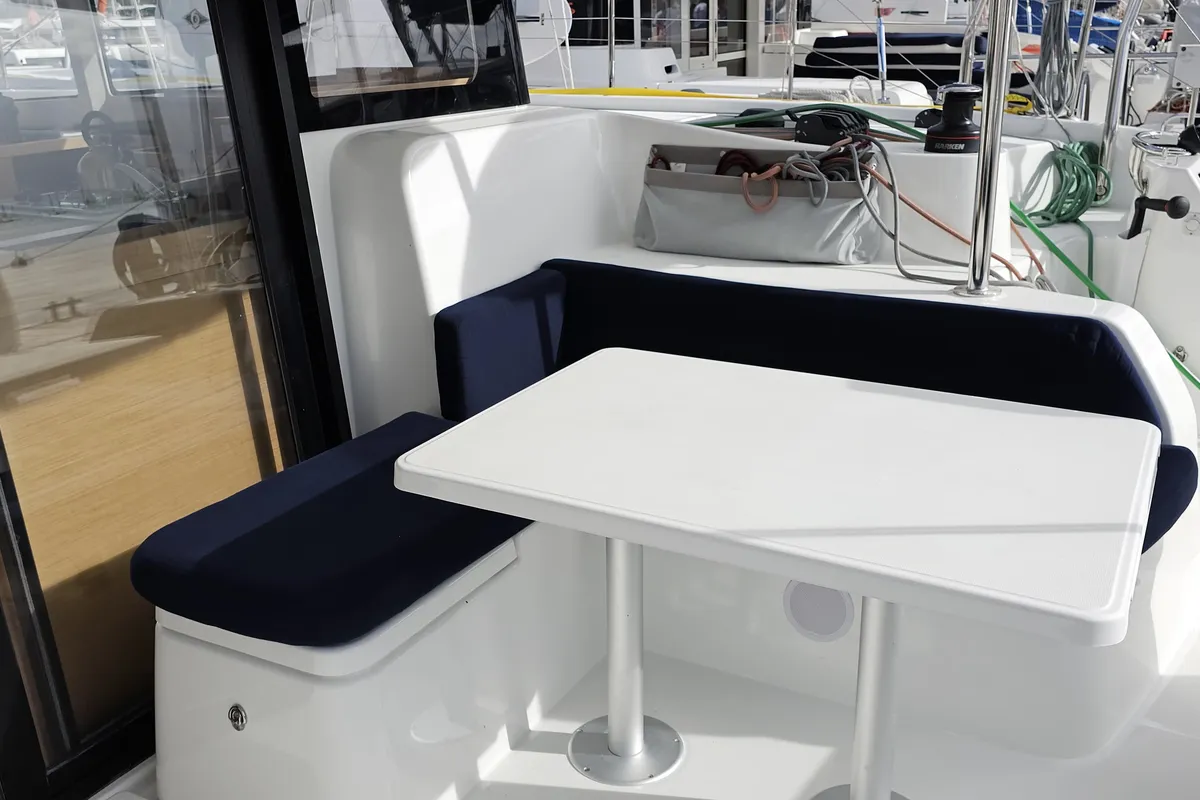 Deck of Star II, a Excess 11 catamaran at Alameda, United States