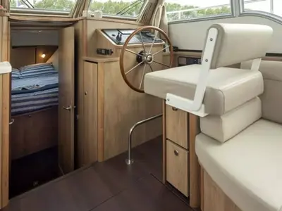 Cockpit of Salida, a Linssen motorboat at IJsselstein, Netherlands