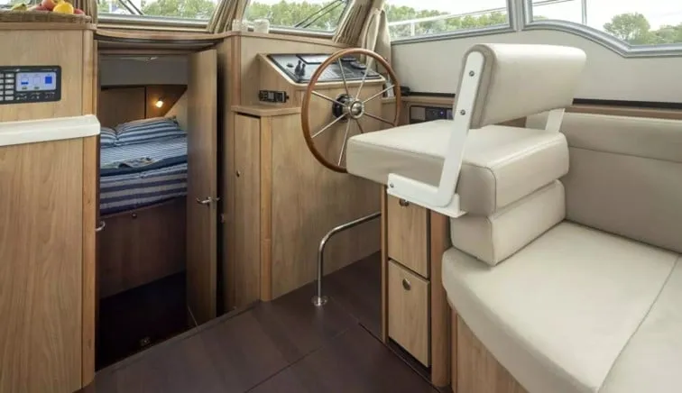 Cockpit of Salida, a Linssen motorboat at IJsselstein, Netherlands