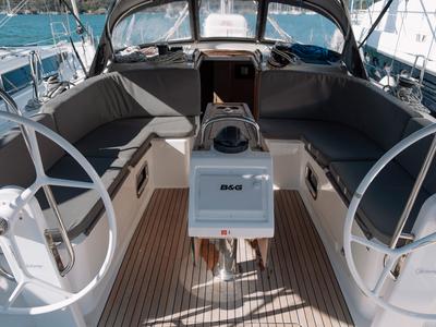 Cockpit of Istanbul, a Bavaria Cruiser 46 sailboat at Fethiye, Turkey