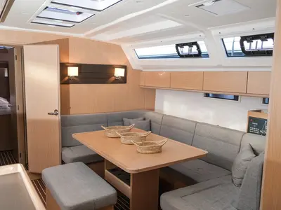 Salon of Istanbul, a Bavaria Cruiser 46 sailboat at Fethiye, Turkey