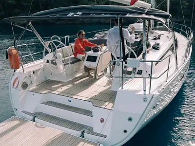 Deck of Istanbul, a Bavaria Cruiser 46 sailboat at Fethiye, Turkey