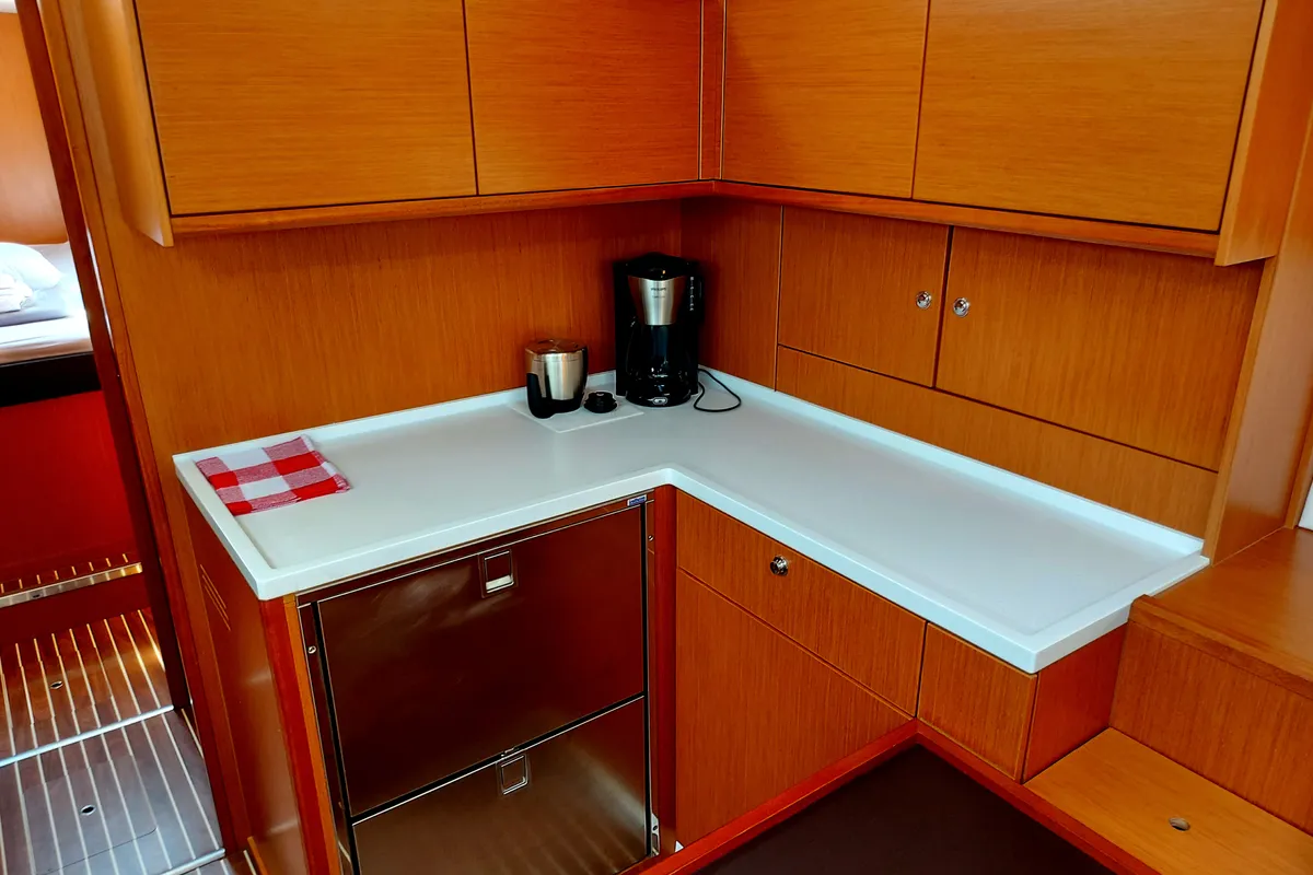 Galley of Promitheas, a Bavaria C57 sailboat at Athens, Greece