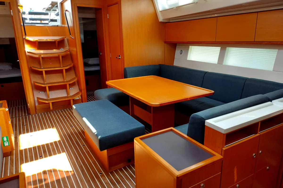 Salon of Promitheas, a Bavaria C57 sailboat at Athens, Greece