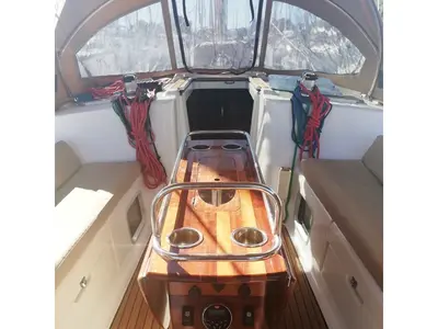 Cockpit of REN - TOTAL REFIT 2018, a Jeanneau Sun Odyssey 43 sailboat at Athens, Greece
