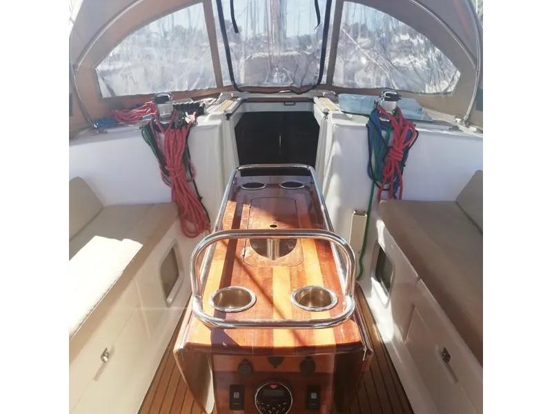 Cockpit of REN - TOTAL REFIT 2018, a Jeanneau Sun Odyssey 43 sailboat at Athens, Greece