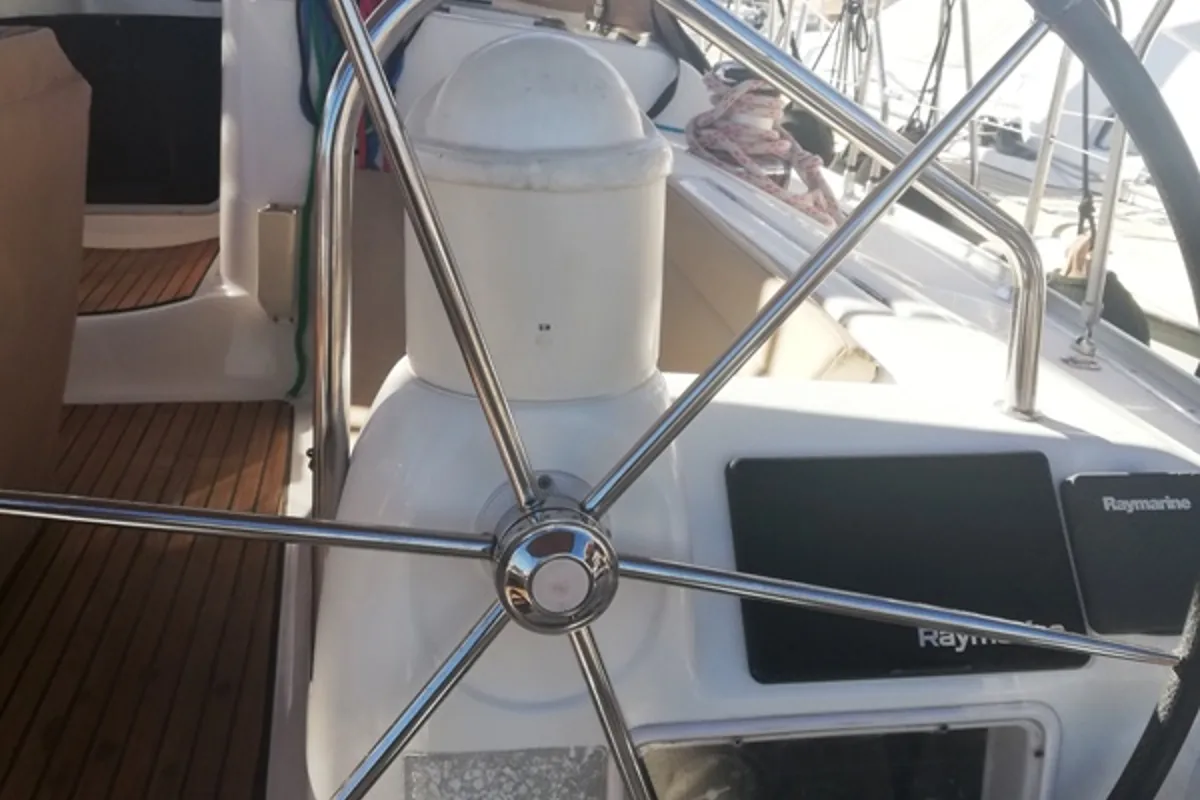 Cockpit of REN - TOTAL REFIT 2018, a Jeanneau Sun Odyssey 43 sailboat at Athens, Greece