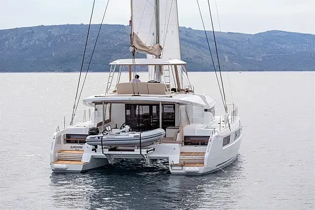 Exterior view of Sunshine, a Lagoon 50 catamaran at Grad Trogir, Croatia