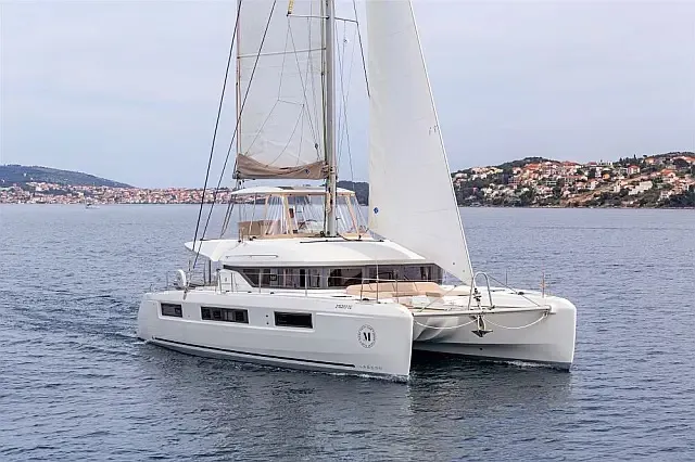 Exterior view of Sunshine, a Lagoon 50 catamaran at Grad Trogir, Croatia